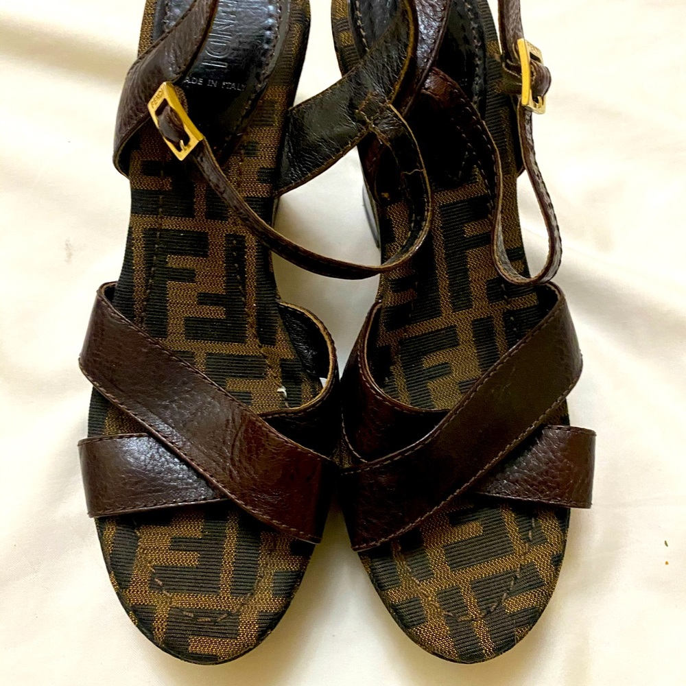 Zucca FF Logo Printed Fendi Wedges